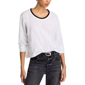 Wilt Scoop Neck Boxy Long Sleeve Tee Womens L White NWT